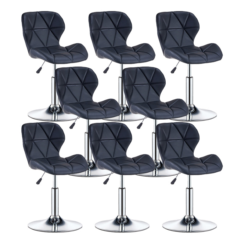 Modern Metal Barstool Faux Leather Counter Stool in Matte Finish