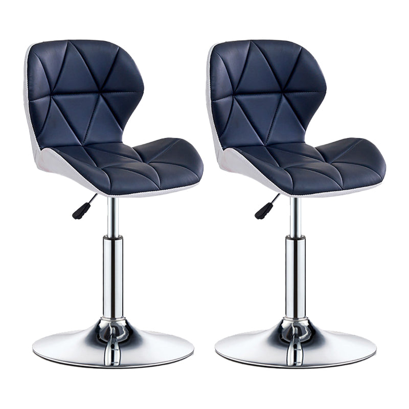 Modern Metal Barstool Faux Leather Counter Stool in Matte Finish