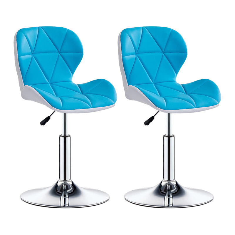 Modern Metal Barstool Faux Leather Counter Stool in Matte Finish