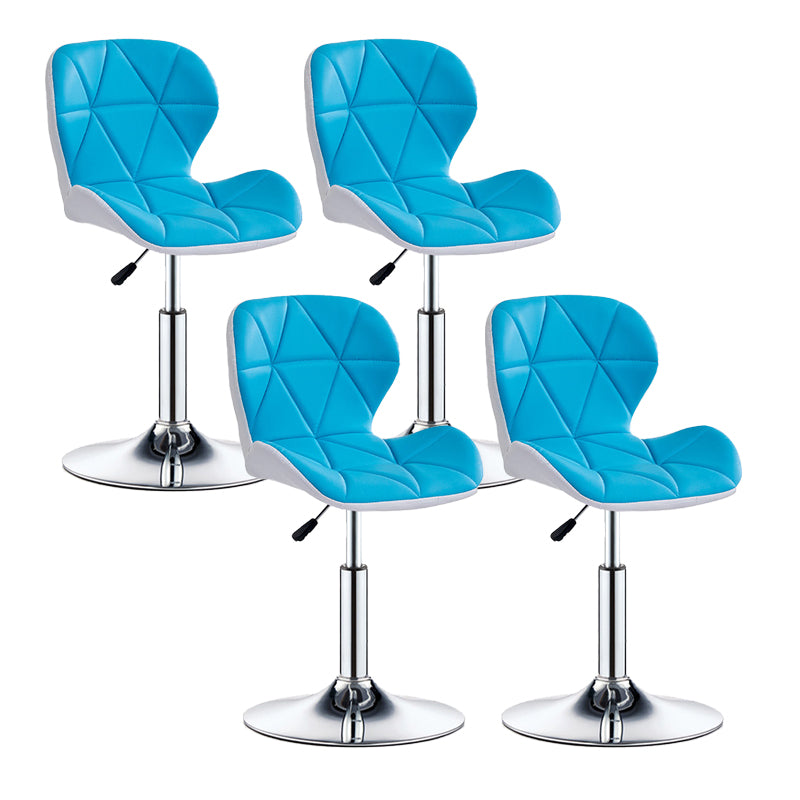 Modern Metal Barstool Faux Leather Counter Stool in Matte Finish