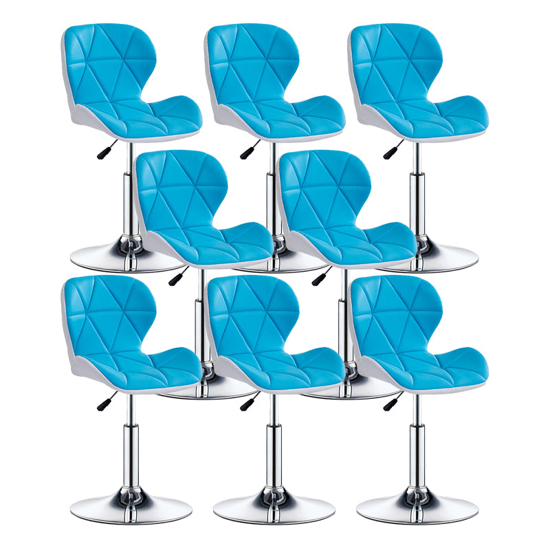 Modern Metal Barstool Faux Leather Counter Stool in Matte Finish