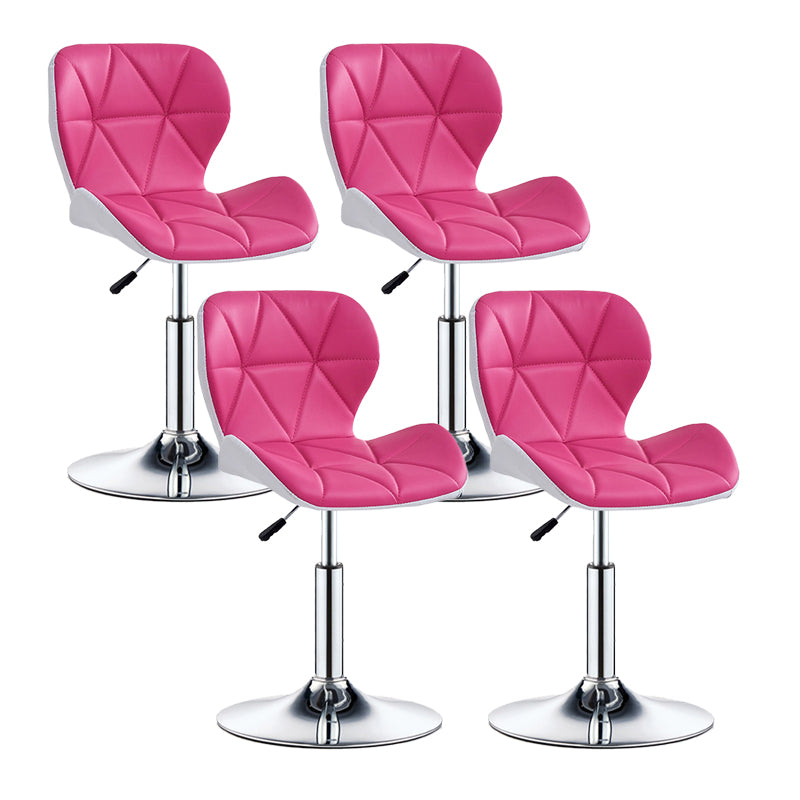 Modern Metal Barstool Faux Leather Counter Stool in Matte Finish