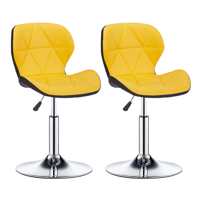 Modern Metal Barstool Faux Leather Counter Stool in Matte Finish