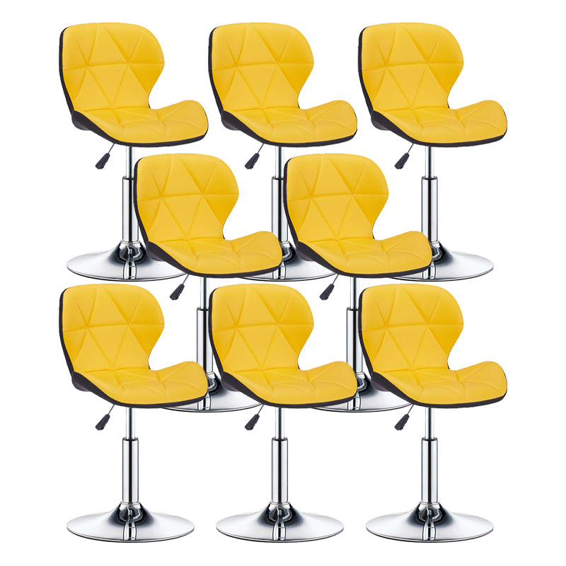 Modern Metal Barstool Faux Leather Counter Stool in Matte Finish