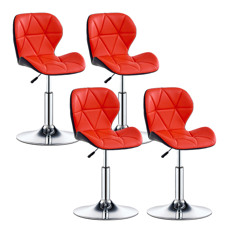 Modern Metal Barstool Faux Leather Counter Stool in Matte Finish