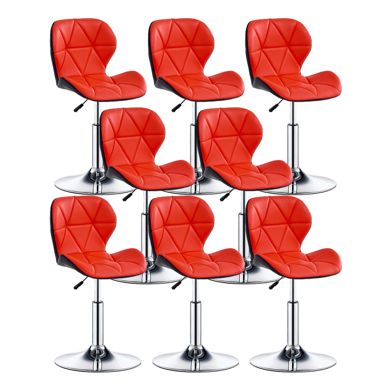 Modern Metal Barstool Faux Leather Counter Stool in Matte Finish