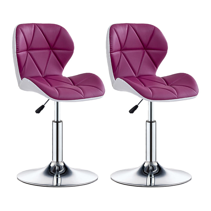 Modern Metal Barstool Faux Leather Counter Stool in Matte Finish