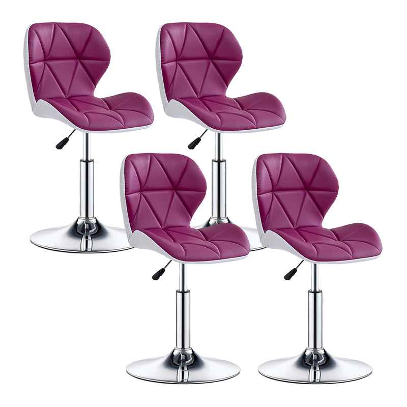 Modern Metal Barstool Faux Leather Counter Stool in Matte Finish