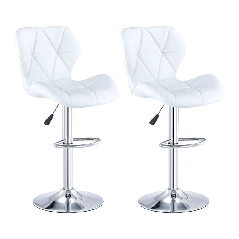 Modern Metal Barstool Faux Leather Counter Stool in Matte Finish