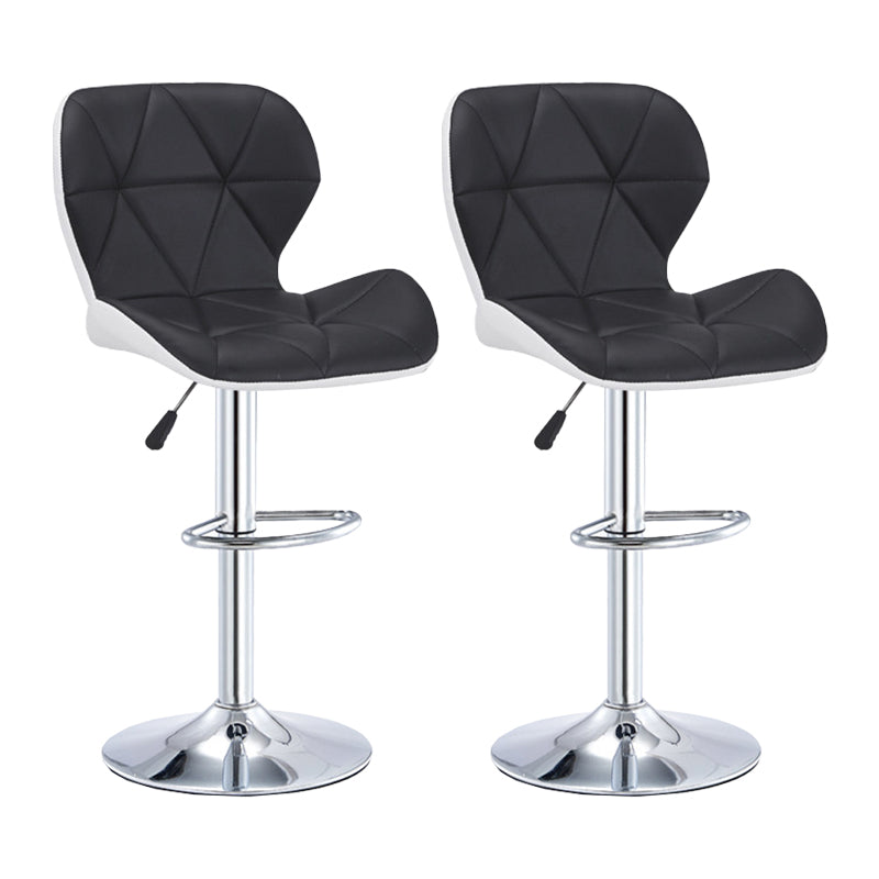 Modern Metal Barstool Faux Leather Counter Stool in Matte Finish