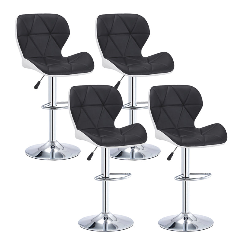 Modern Metal Barstool Faux Leather Counter Stool in Matte Finish