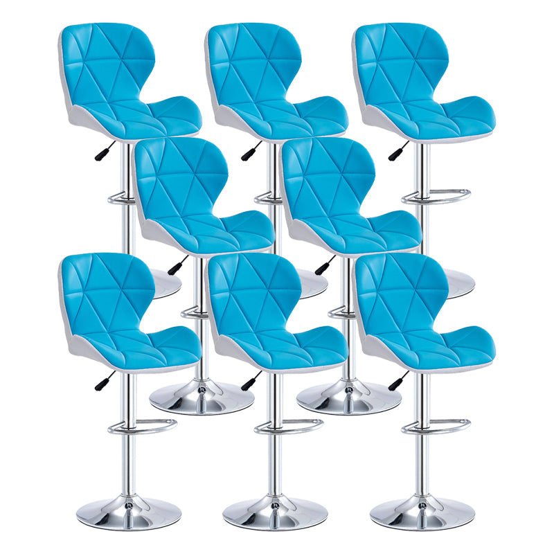 Modern Metal Barstool Faux Leather Counter Stool in Matte Finish