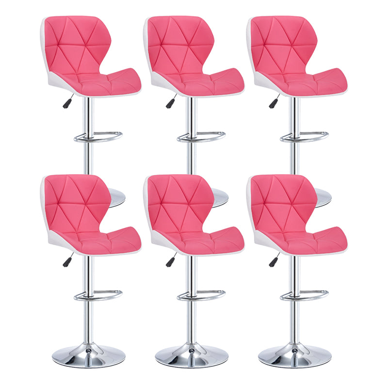 Modern Metal Barstool Faux Leather Counter Stool in Matte Finish