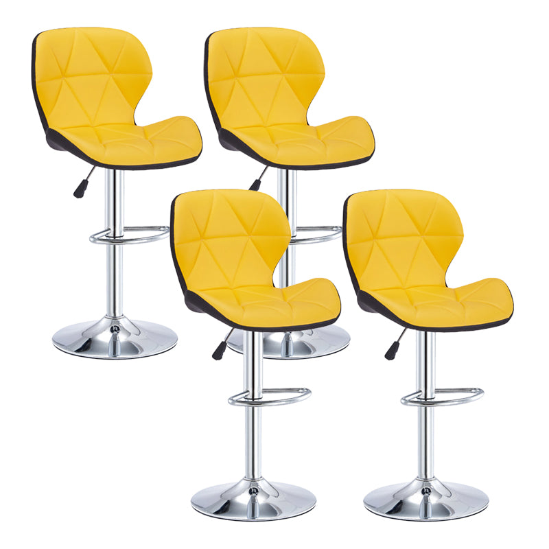 Modern Metal Barstool Faux Leather Counter Stool in Matte Finish