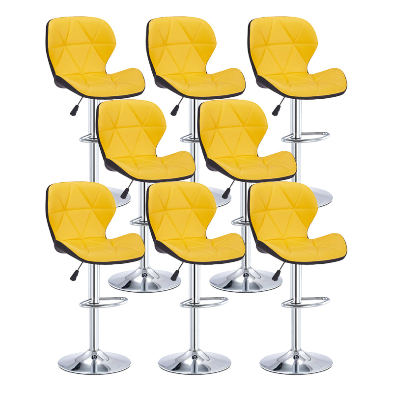 Modern Metal Barstool Faux Leather Counter Stool in Matte Finish