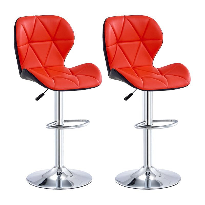 Modern Metal Barstool Faux Leather Counter Stool in Matte Finish