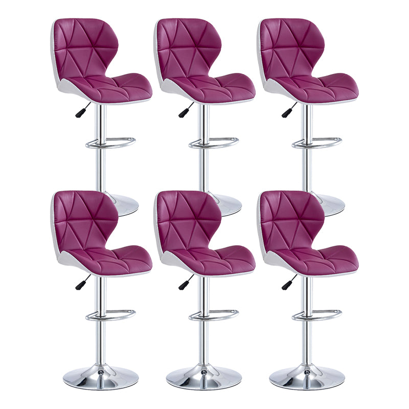 Modern Metal Barstool Faux Leather Counter Stool in Matte Finish