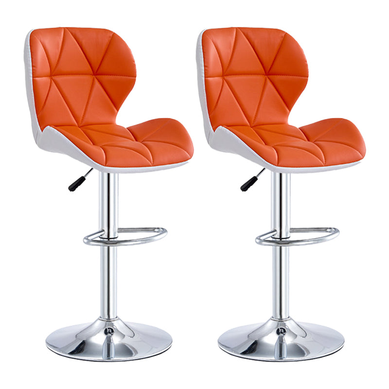 Modern Metal Barstool Faux Leather Counter Stool in Matte Finish