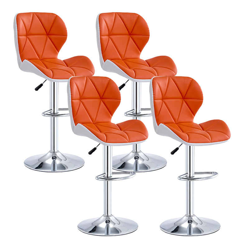 Modern Metal Barstool Faux Leather Counter Stool in Matte Finish