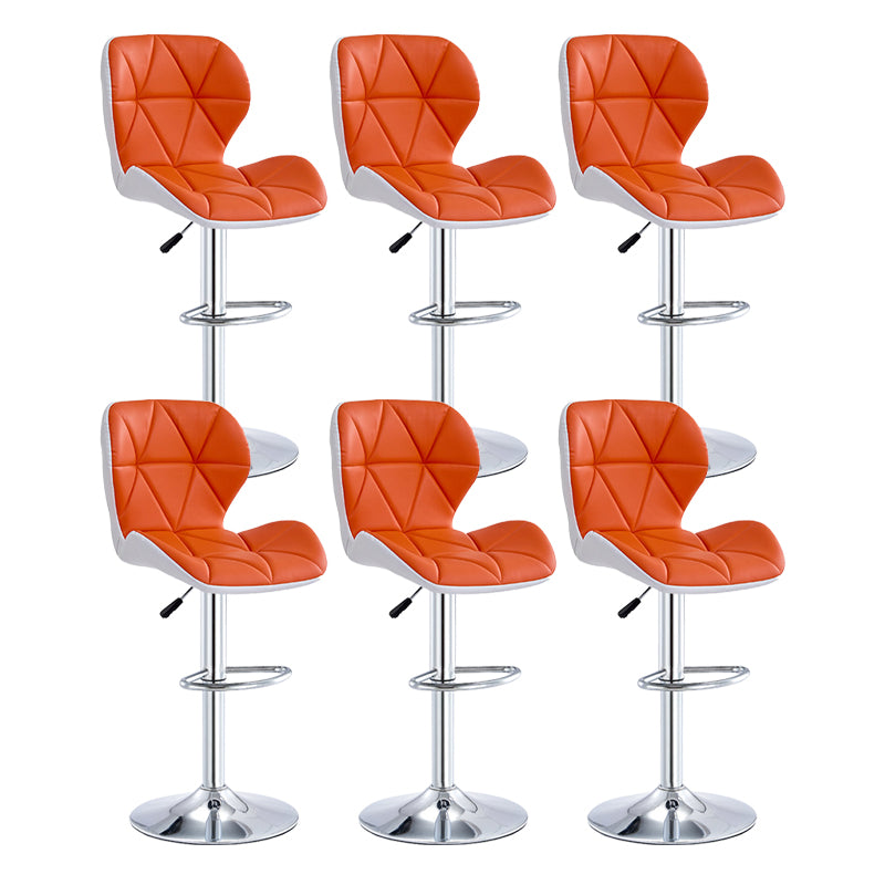 Modern Metal Barstool Faux Leather Counter Stool in Matte Finish