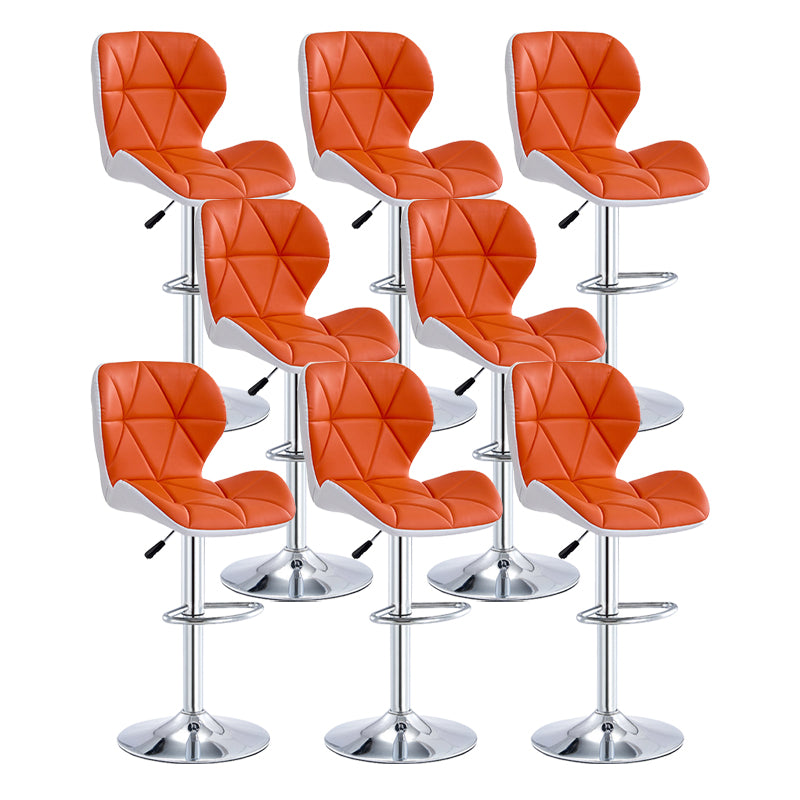 Modern Metal Barstool Faux Leather Counter Stool in Matte Finish