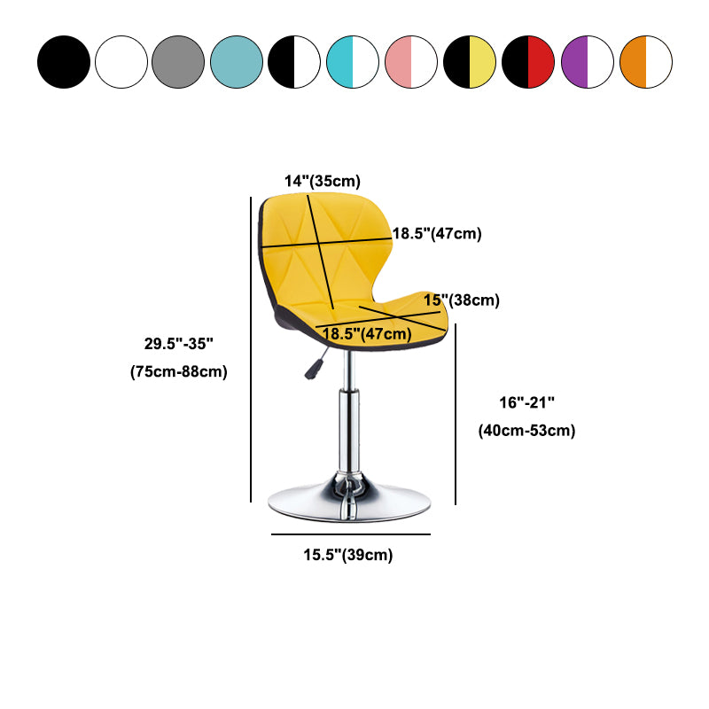 Modern Metal Barstool Faux Leather Counter Stool in Matte Finish