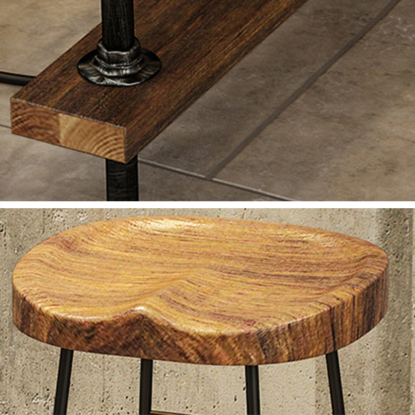 Industrial Rectangle Solid Wood Bar Table Set 1/4/7 Pieces Counter Table with High Stools