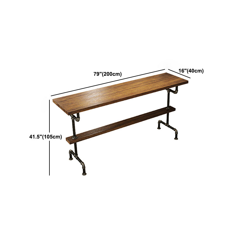 Industrial Rectangle Solid Wood Bar Table Set 1/4/7 Pieces Counter Table with High Stools