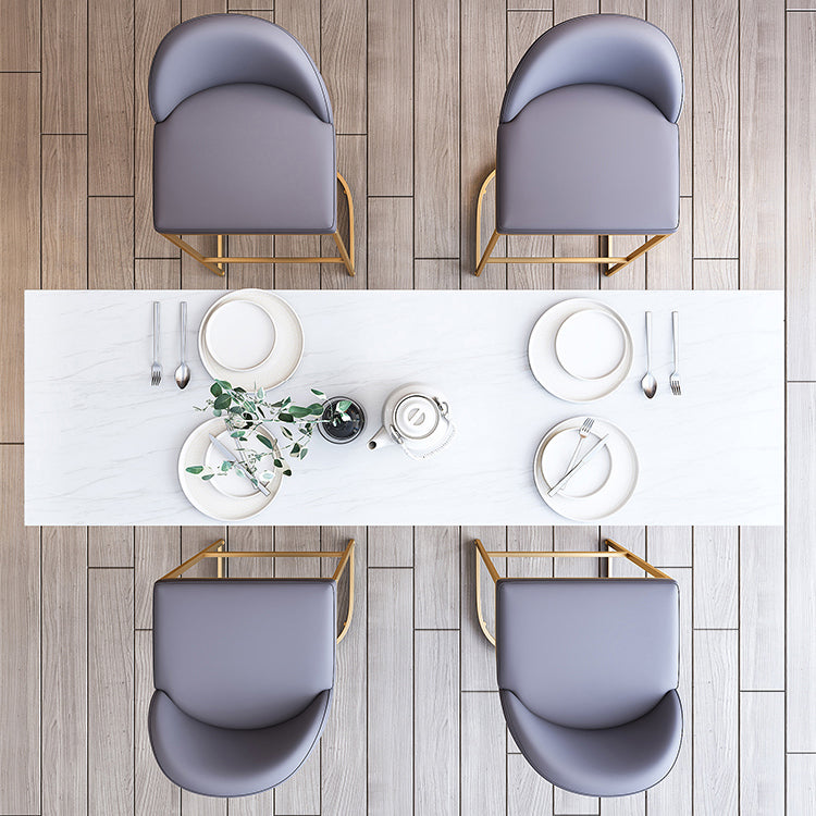 Indoor Glam Counter Height Set 1/2/3/5/7 Pieces Rectangle White Stone Top Pub Set