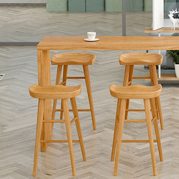 Modern Rectangle Solid Wood Bar Table Set 1/2/5/9 Pieces Counter Table with High Stools