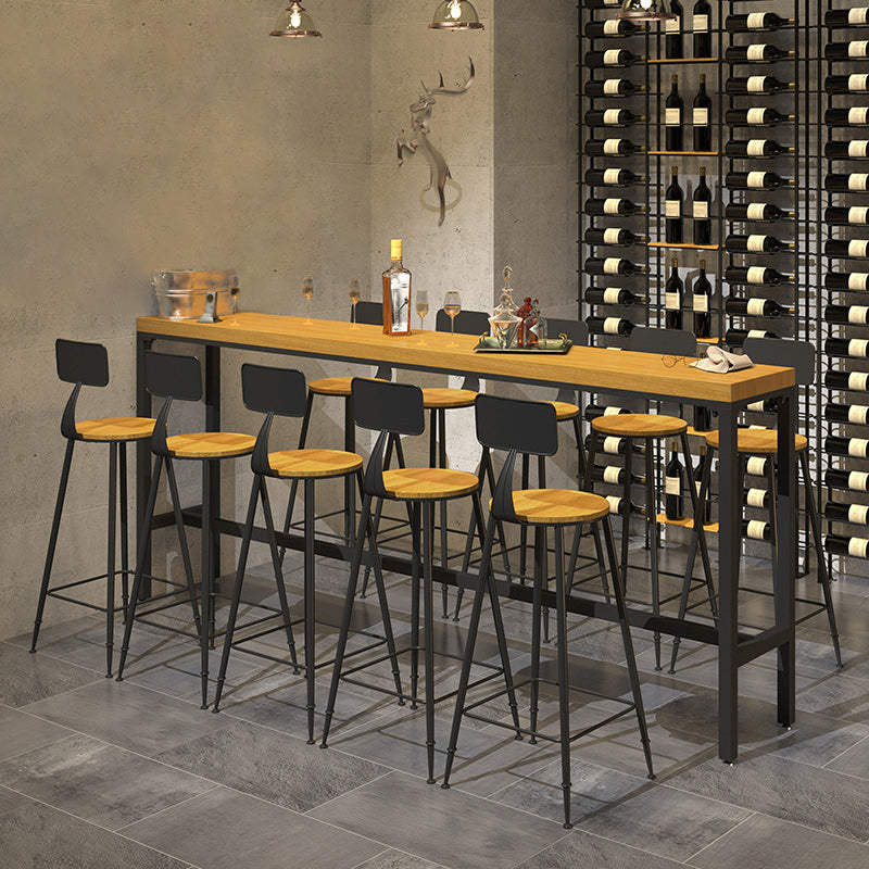 Luxurious Rectangle Solid Wood Bar Table Set 1/6/11 Pieces Counter Table with High Stools