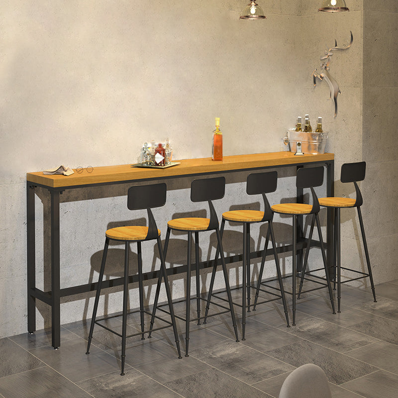 Luxurious Rectangle Solid Wood Bar Table Set 1/6/11 Pieces Counter Table with High Stools