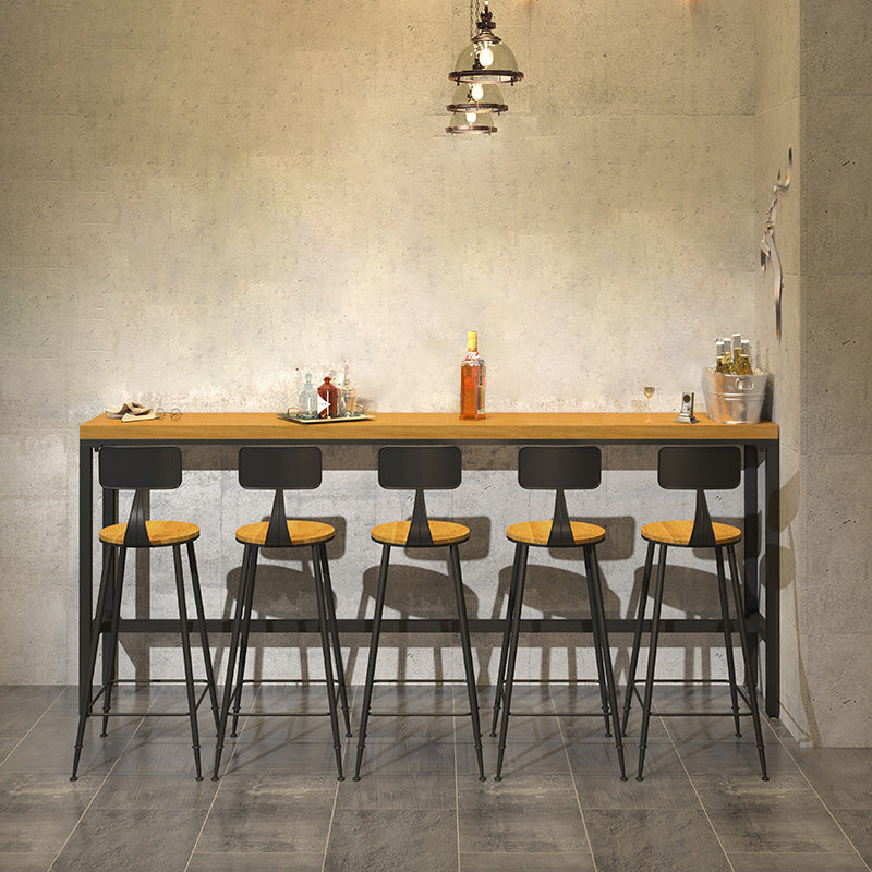Luxurious Rectangle Solid Wood Bar Table Set 1/6/11 Pieces Counter Table with High Stools