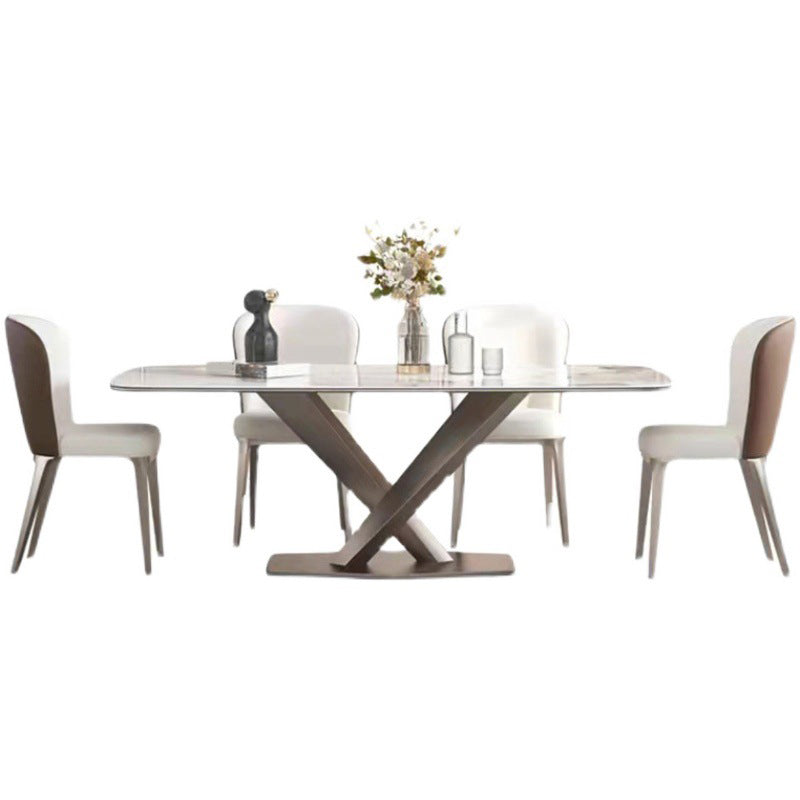 Modern Style Sintered Stone Dining Table Set Rectangle 1/4/5/7 Pieces Dining Set