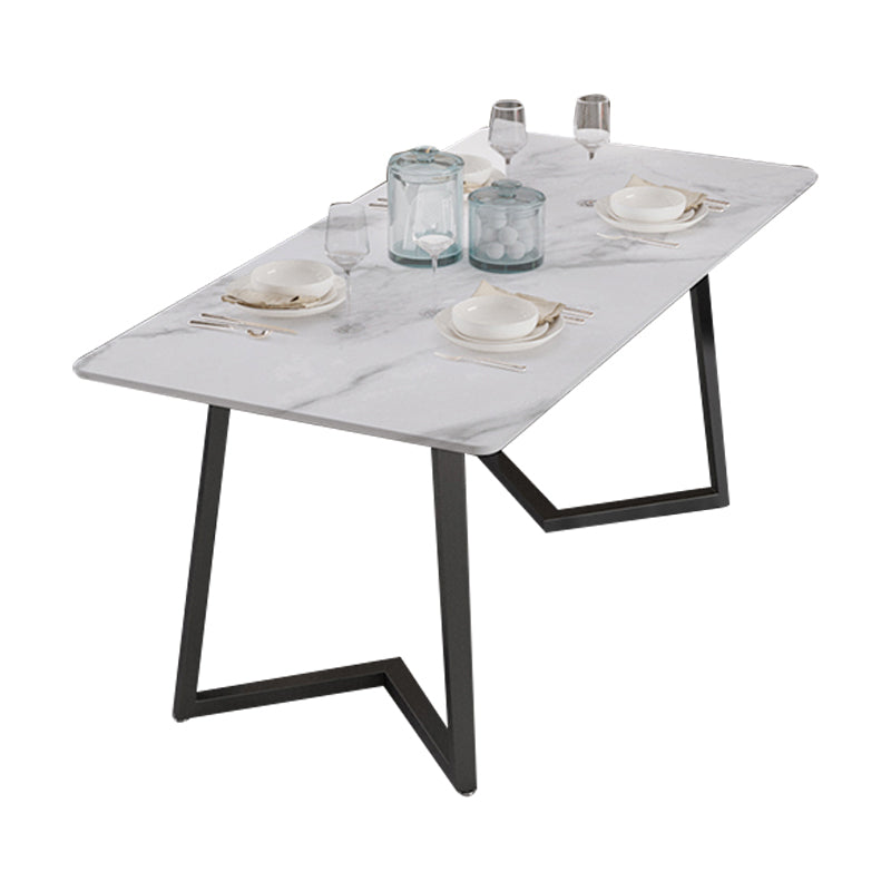 Designer 1/4/5/7 Pieces Dining Set Rectangular Double Pedestal Dinette Set with Stone Top