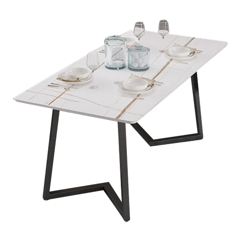 Designer 1/4/5/7 Pieces Dining Set Rectangular Double Pedestal Dinette Set with Stone Top