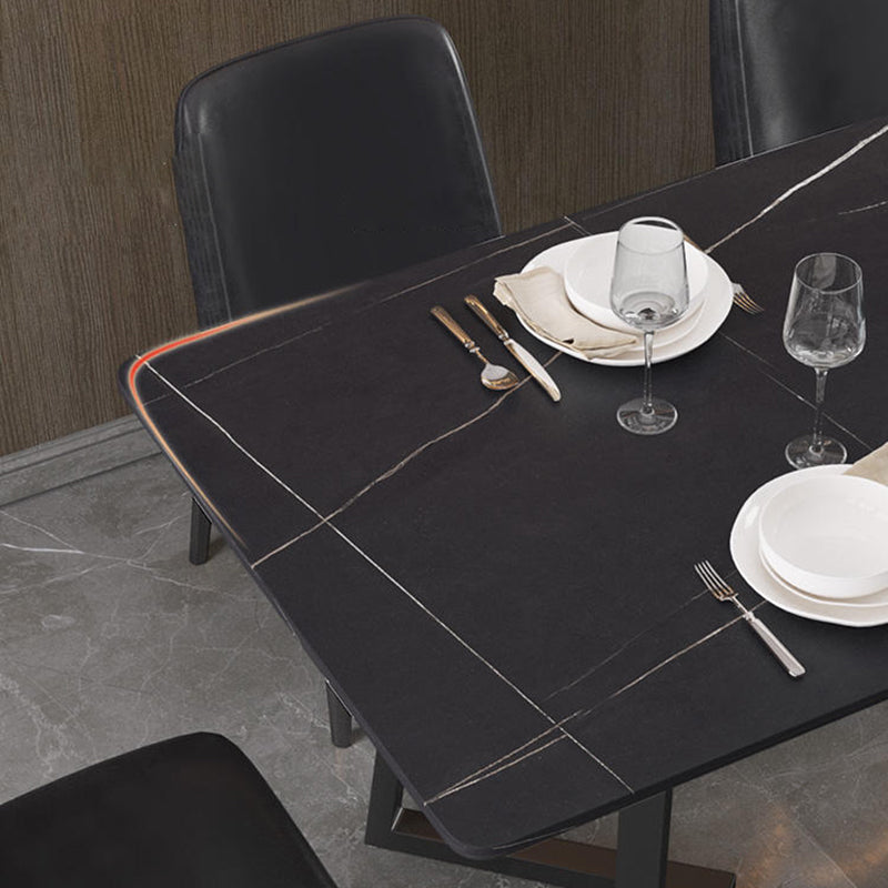 Designer 1/4/5/7 Pieces Dining Set Rectangular Double Pedestal Dinette Set with Stone Top