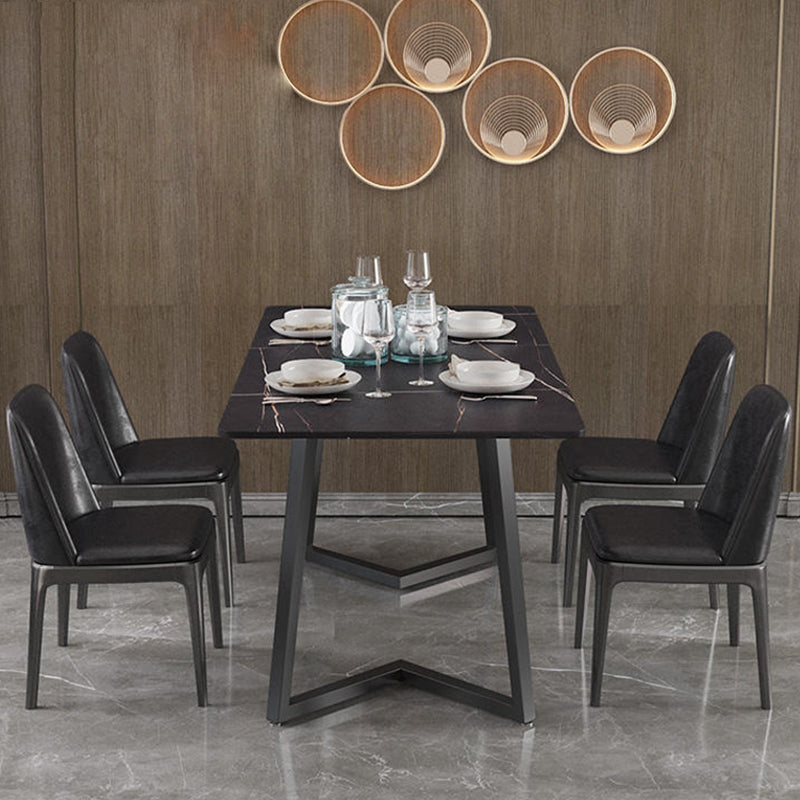 Designer 1/4/5/7 Pieces Dining Set Rectangular Double Pedestal Dinette Set with Stone Top