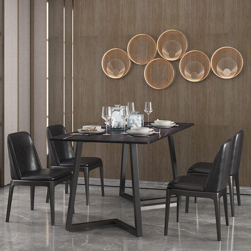 Designer 1/4/5/7 Pieces Dining Set Rectangular Double Pedestal Dinette Set with Stone Top