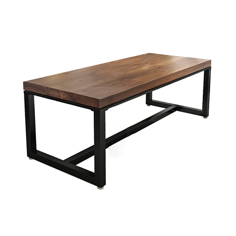 Industrial 1/2/5 Pieces Dining Set Rectangle Natural Trestle Dinette Set with Black Base