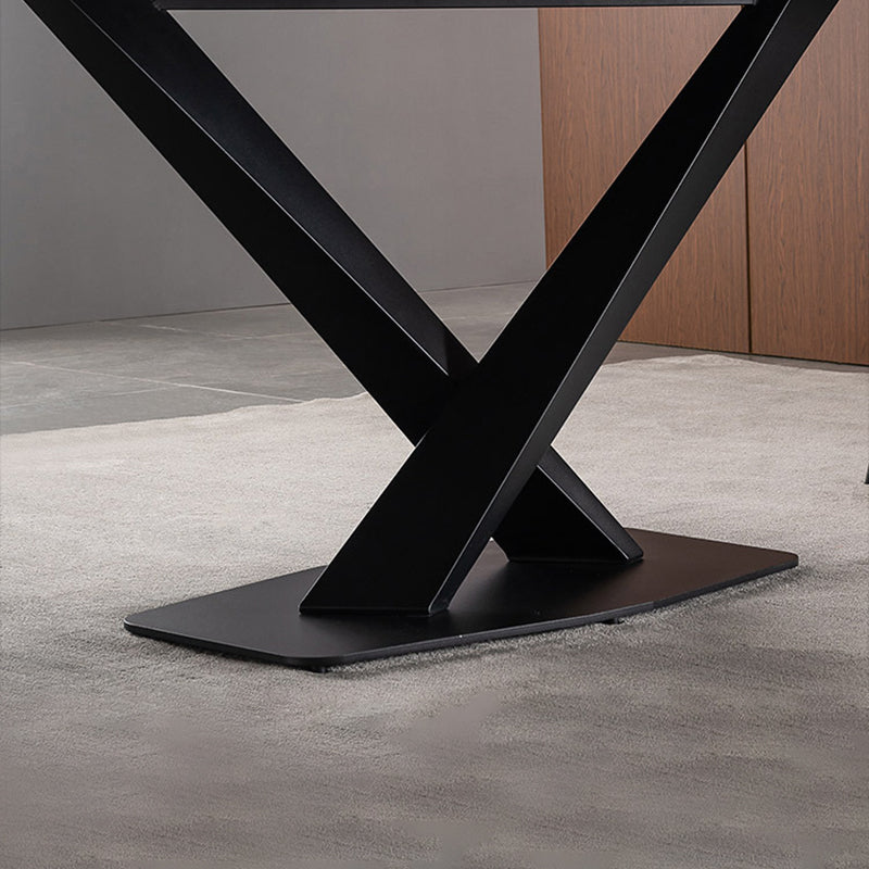 Modern Style Black Sintered Stone Dining Table Set Rectangle 1/4/5 Pieces Dining Set