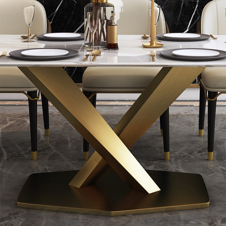 Glam Style Sintered Stone Dining Set Rectangle 1/4/5/6/7 Pieces Dining Set