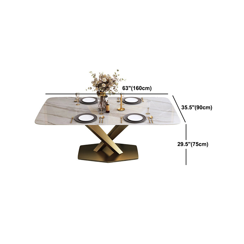 Glam Style Sintered Stone Dining Set Rectangle 1/4/5/6/7 Pieces Dining Set