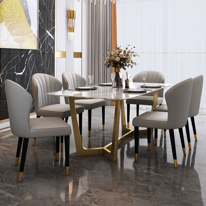 Glam Sintered Stone Dining Set Rectangle 1/4/5/6/7 Pieces Dining Set for Dining Areas