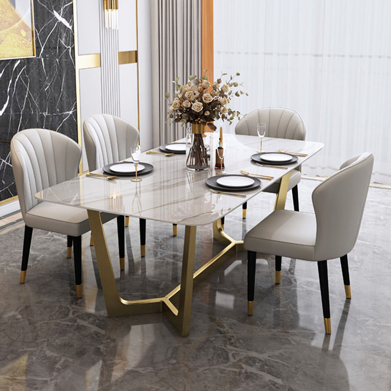 Glam Sintered Stone Dining Set Rectangle 1/4/5/6/7 Pieces Dining Set for Dining Areas