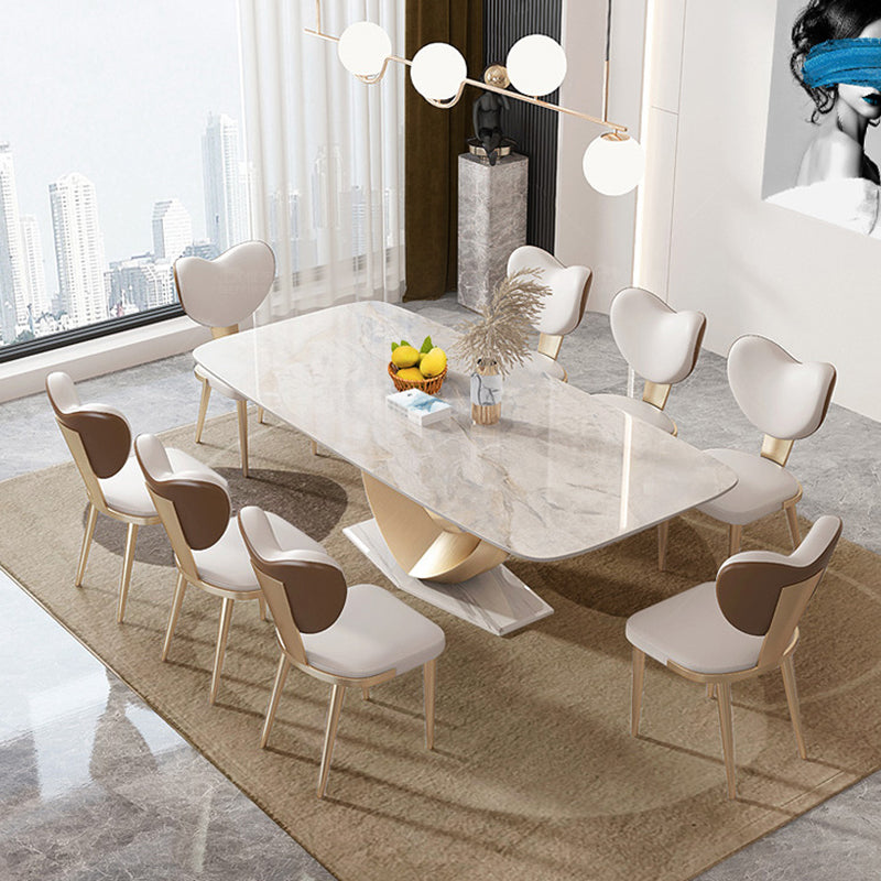 Glam Style Sintered Stone Dining Set Rectangle 1/2/4/5/7/9 Pieces Dining Set
