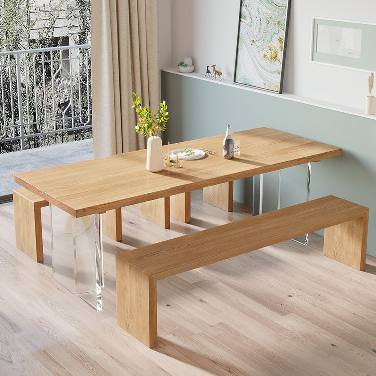 Solid Pine Wood Dining Table Contemporary Dining Table with Double Pedestal Base