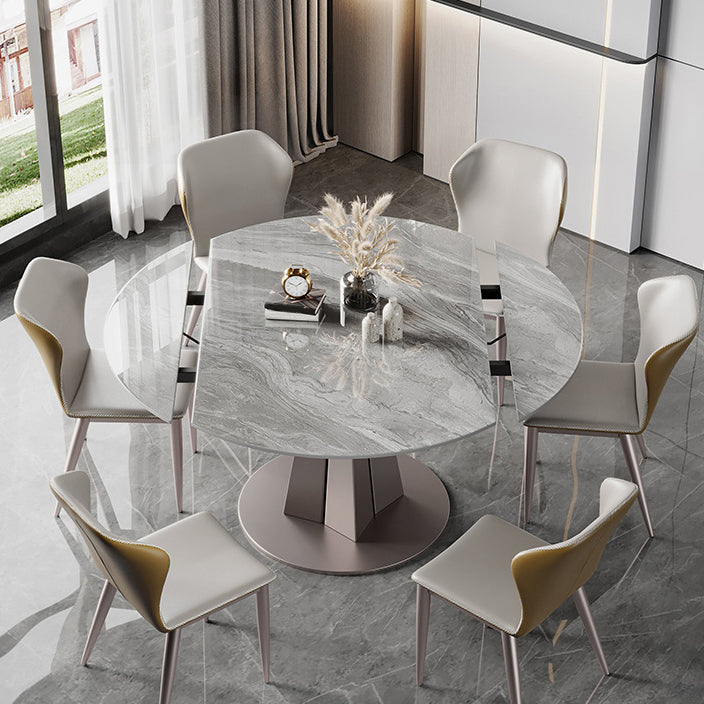 Stone Top Dining Table Round Dining Table with Pedestal Base