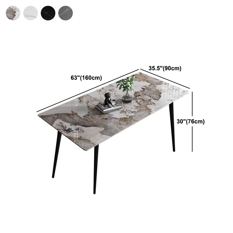 Stone Top Table 4 Legs Rectangle Dining Table for Home Kitchen Dinner