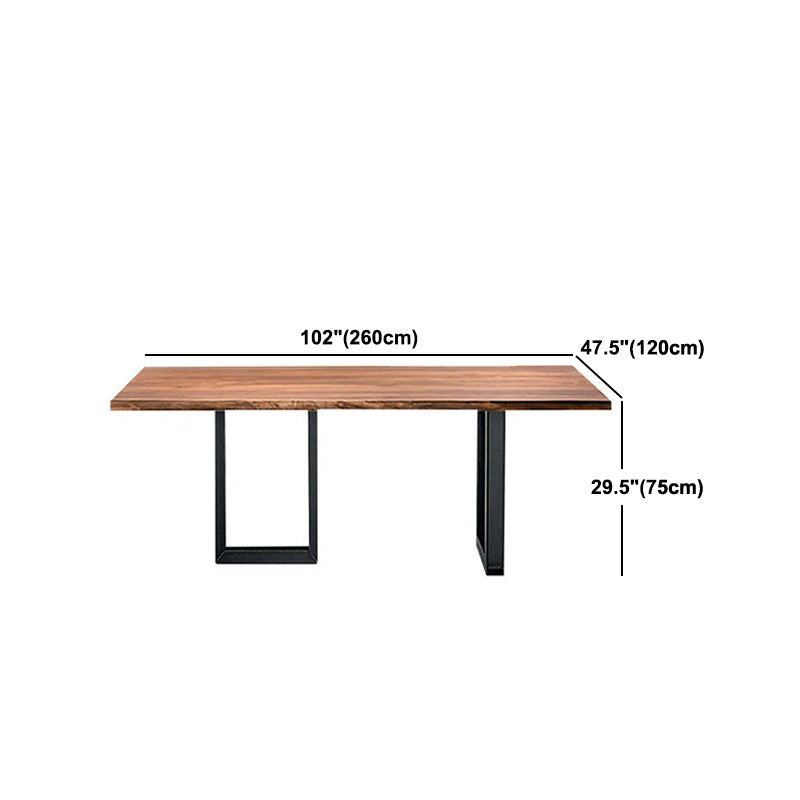Metal Industrial Rectangle Dining Table Pine Wood Top Table with Sled Base